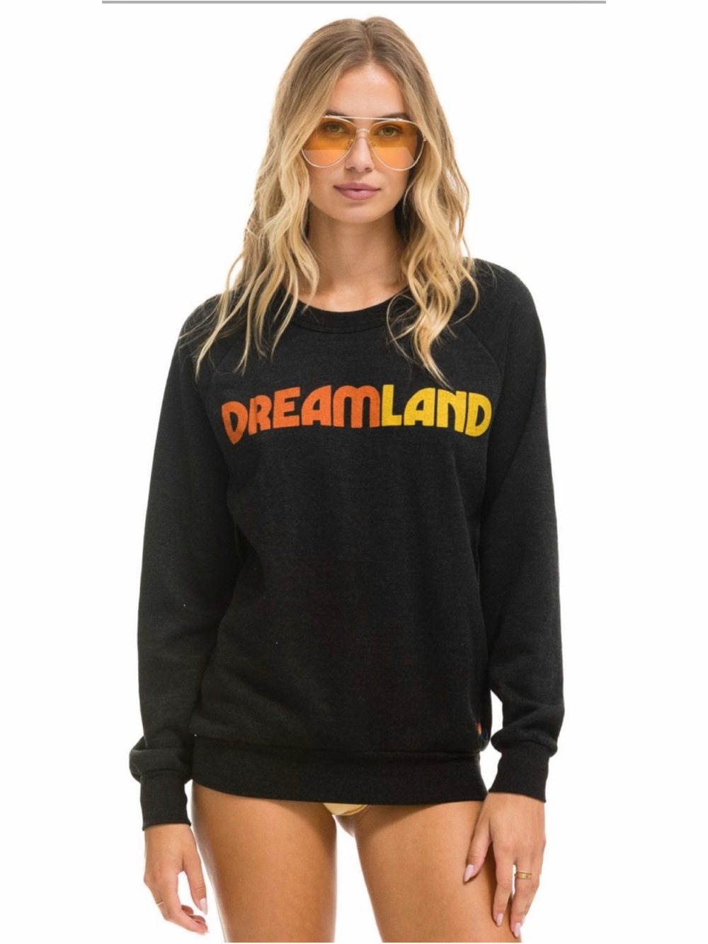 #1782 Aviator Nation Dreamland Crew Sweatshirt Black Medium